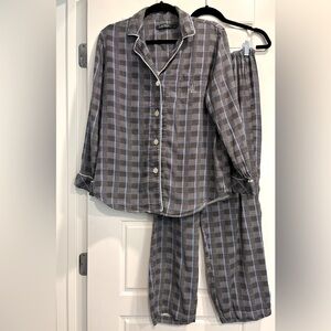 Lauren Ralph Lauren Cotton Blend Pajama Set Womens Medium Cropped Menswear Style